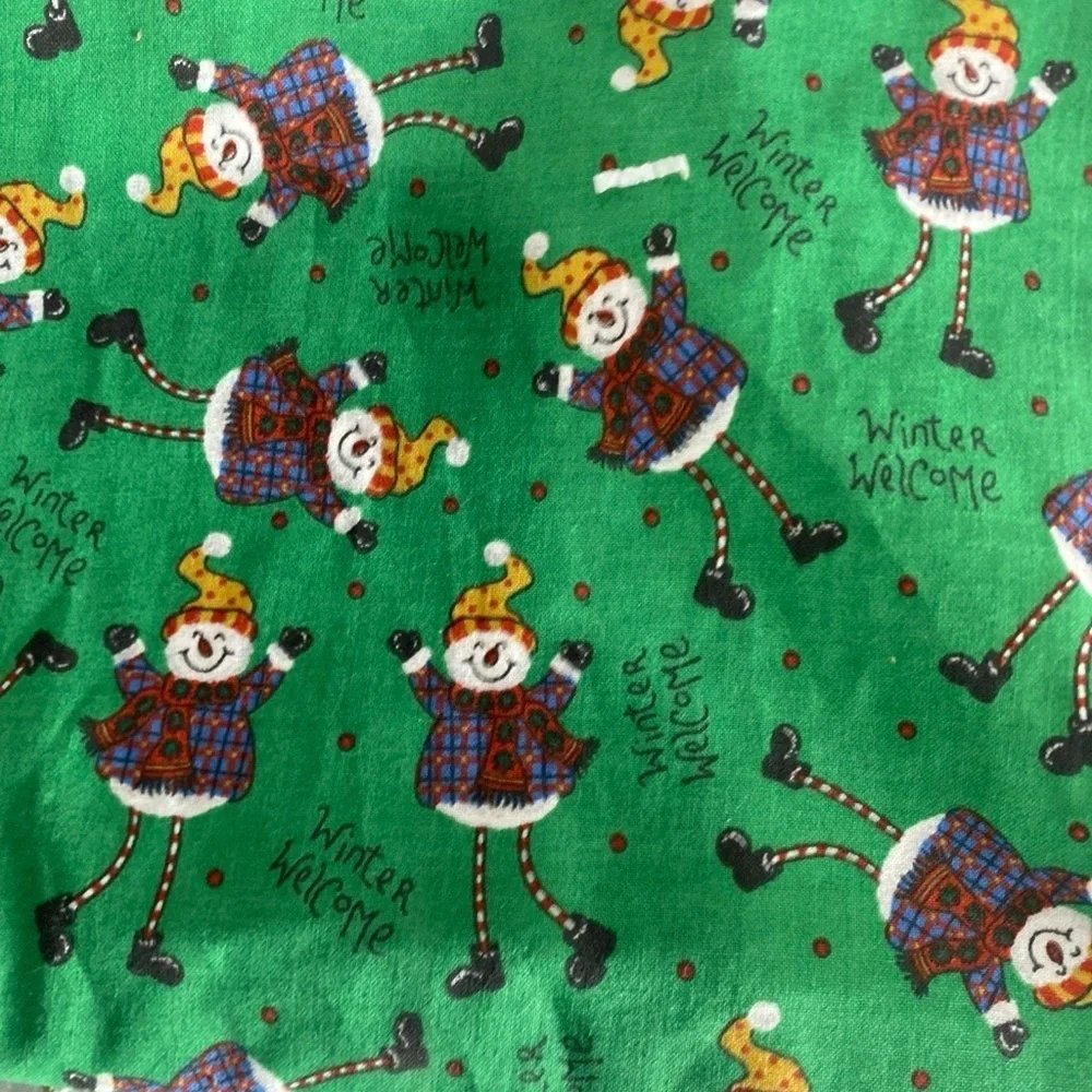 Vintage Christmas Village Table Runner Tassels “Welcome Winter” Snowmen 13”x60”‎